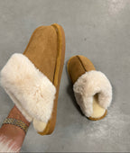 Luksuriøse fåreskind hjemmesko til kvinder brun blød varm — Image 5