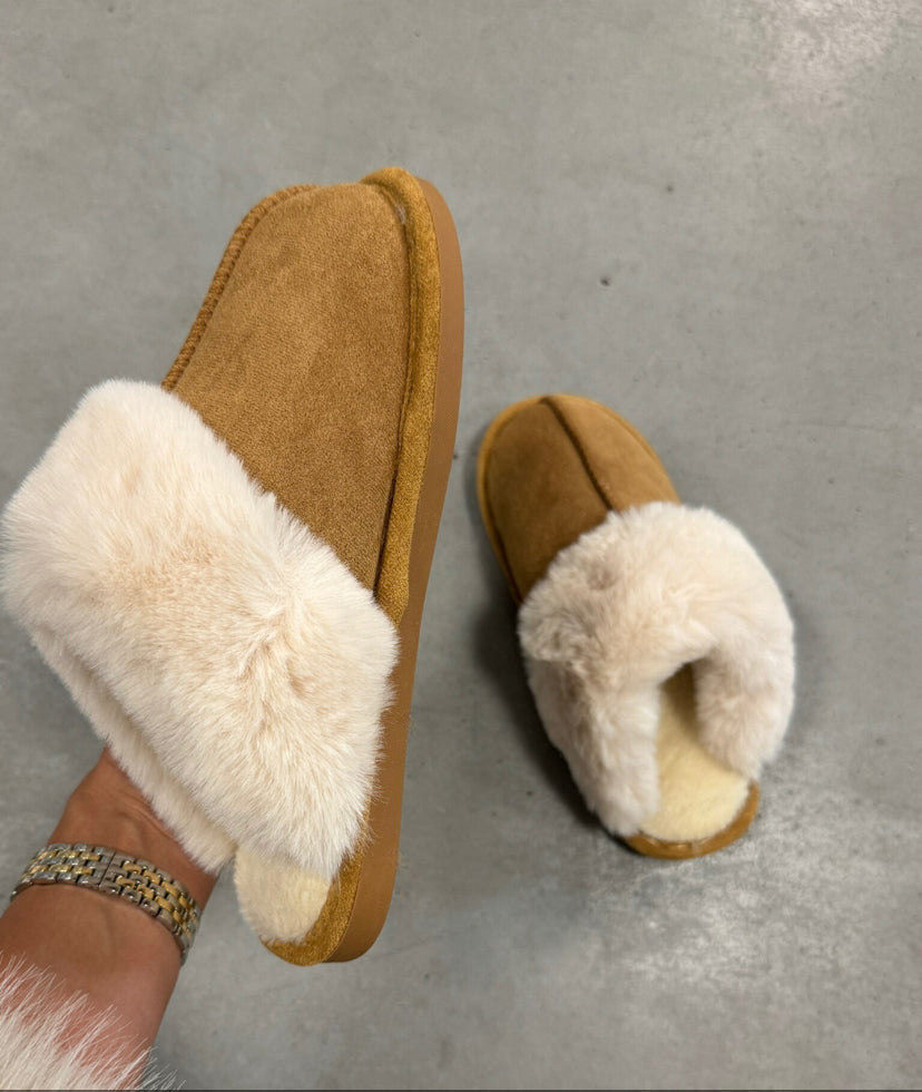 Luksuriøse fåreskind hjemmesko til kvinder brun blød varm — Image 5