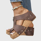 Women's Orthopaedic Sandals with Front Zip Closure for Summer