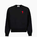 AMI Herre Crewneck Sweatshirt Sort Bomuldsblanding Broderet Detalje — Main Image