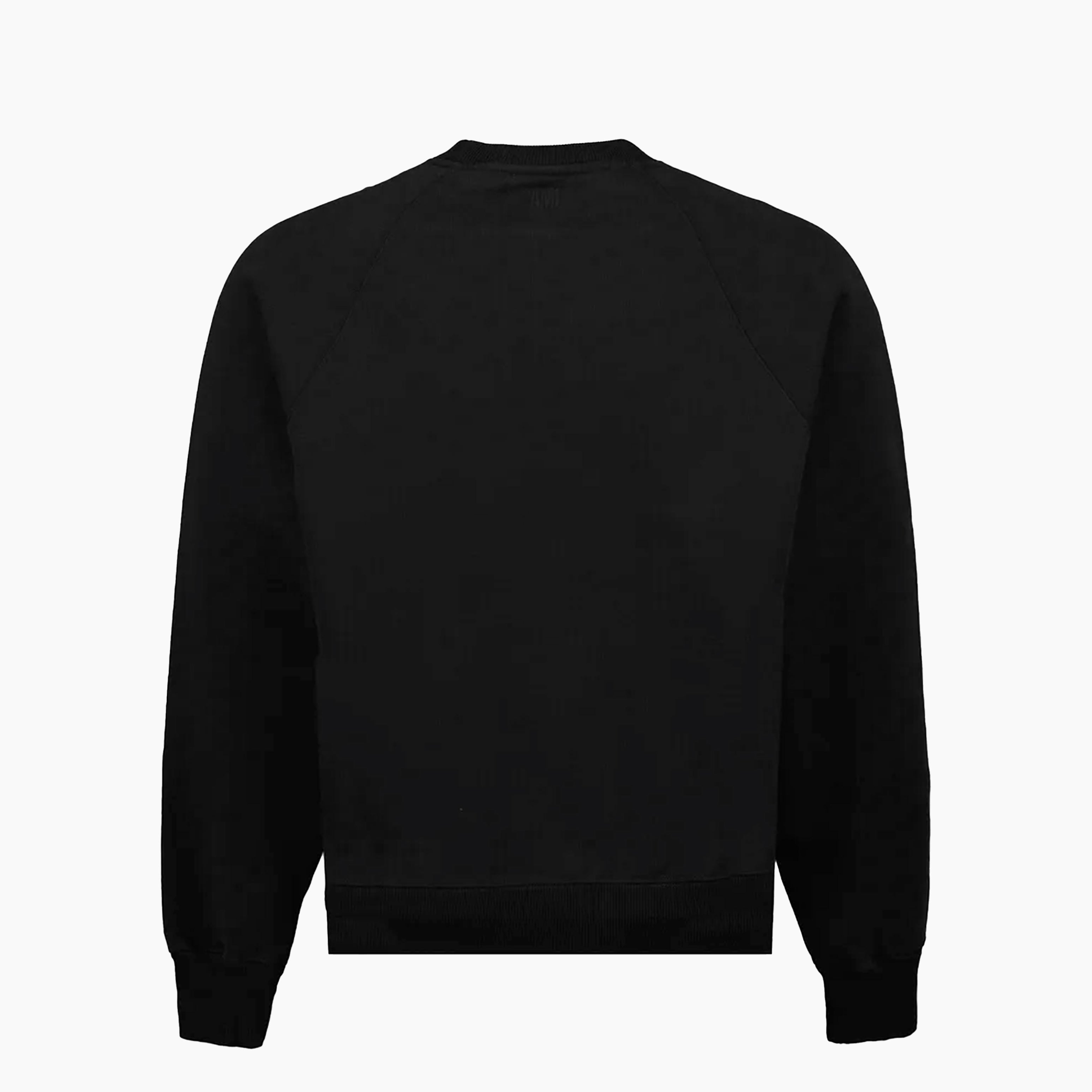 AMI Herre Crewneck Sweatshirt Sort Bomuldsblanding Broderet Detalje — Image 2
