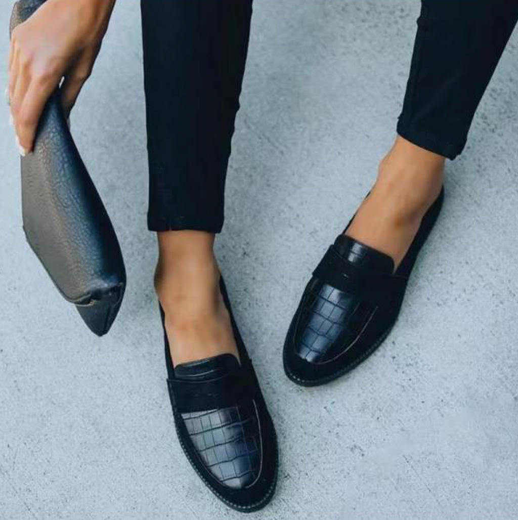 Elegant Kvinde Loafers Sort Læder Komfortabel Hverdagsbrug Sko — Image 5