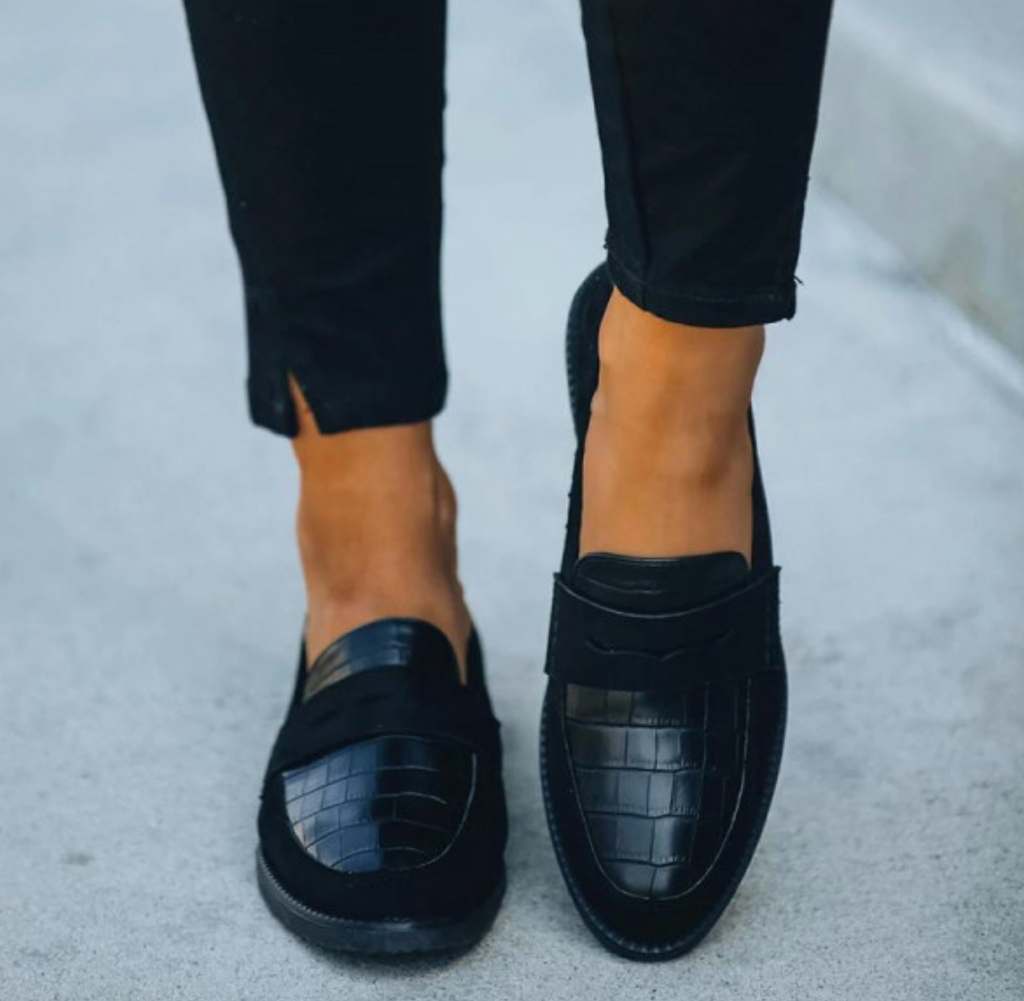 Elegant Kvinde Loafers Sort Læder Komfortabel Hverdagsbrug Sko — Image 2