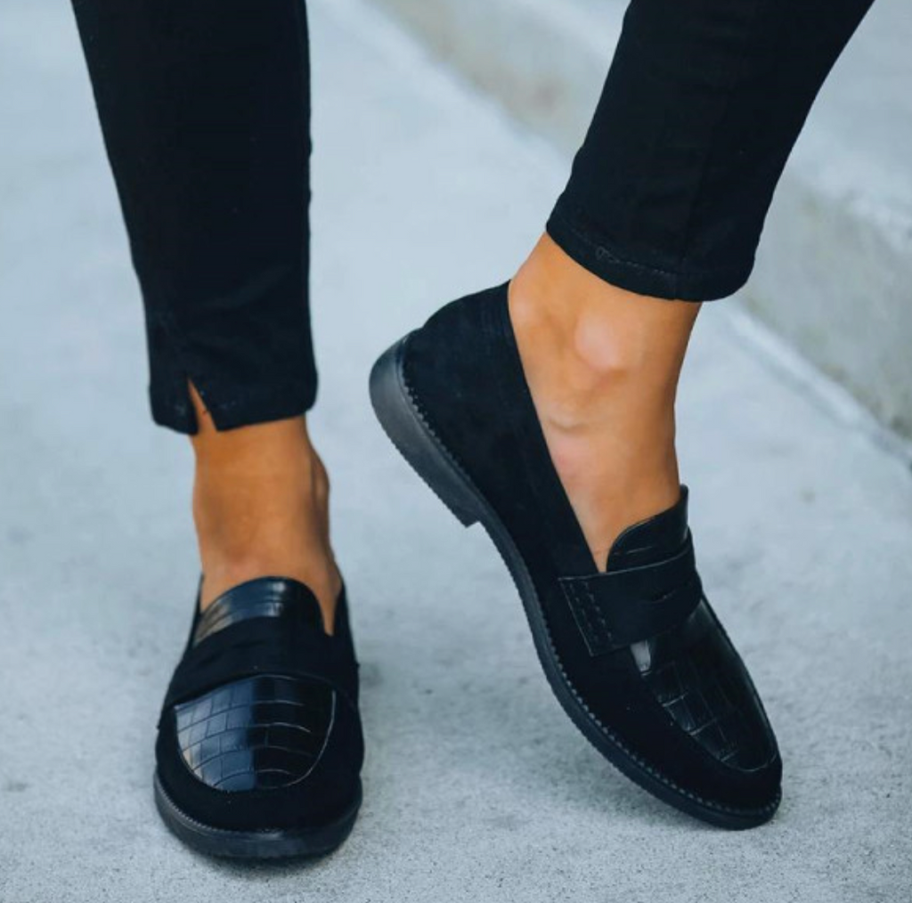 Elegant Kvinde Loafers Sort Læder Komfortabel Hverdagsbrug Sko — Image 4