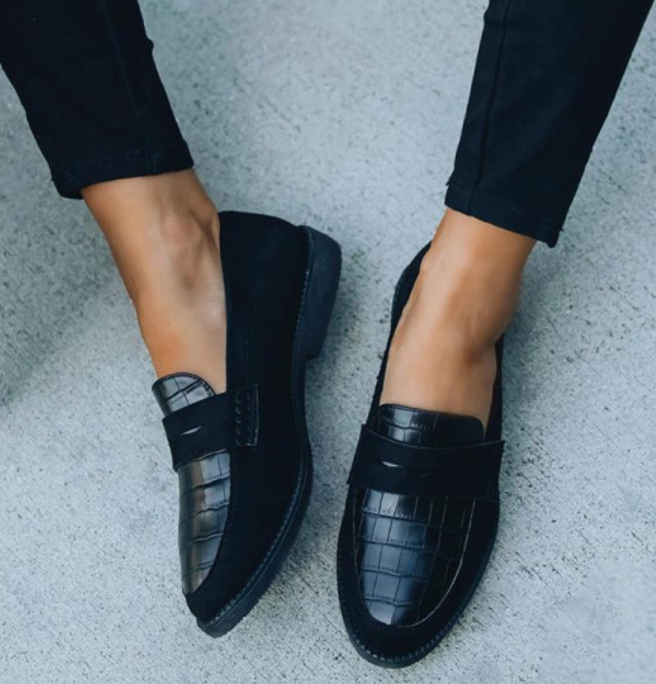 Elegant Kvinde Loafers Sort Læder Komfortabel Hverdagsbrug Sko — Image 3