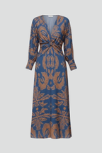 Women’s Maxi Dress with V-Neck and Printed Surface