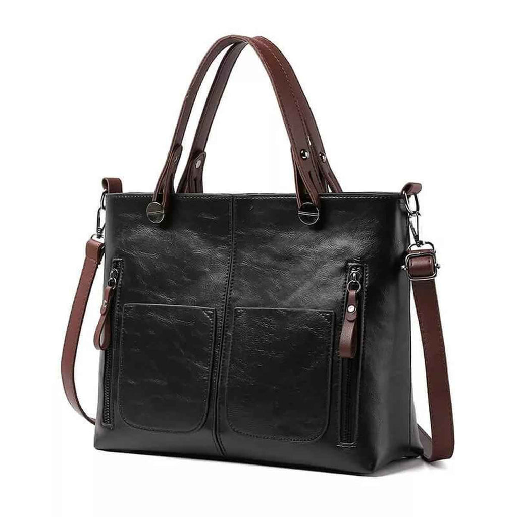 Dame Læder Håndtaske Skuldertaske Brun Elegant Praktisk Justerbar Rem — Image 7