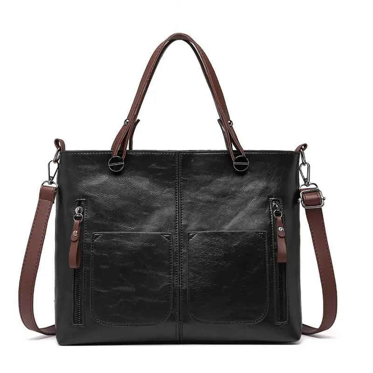 Dame Læder Håndtaske Skuldertaske Brun Elegant Praktisk Justerbar Rem — Image 8