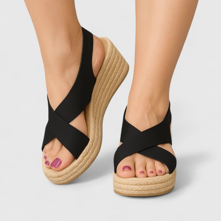 Women's Orthopaedic Wedge Sandals with Cross-Over Straps for Summer