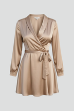 Women’s Mini Dress with V-Neck and Wrap Waist