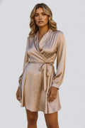Women’s Mini Dress with V-Neck and Wrap Waist