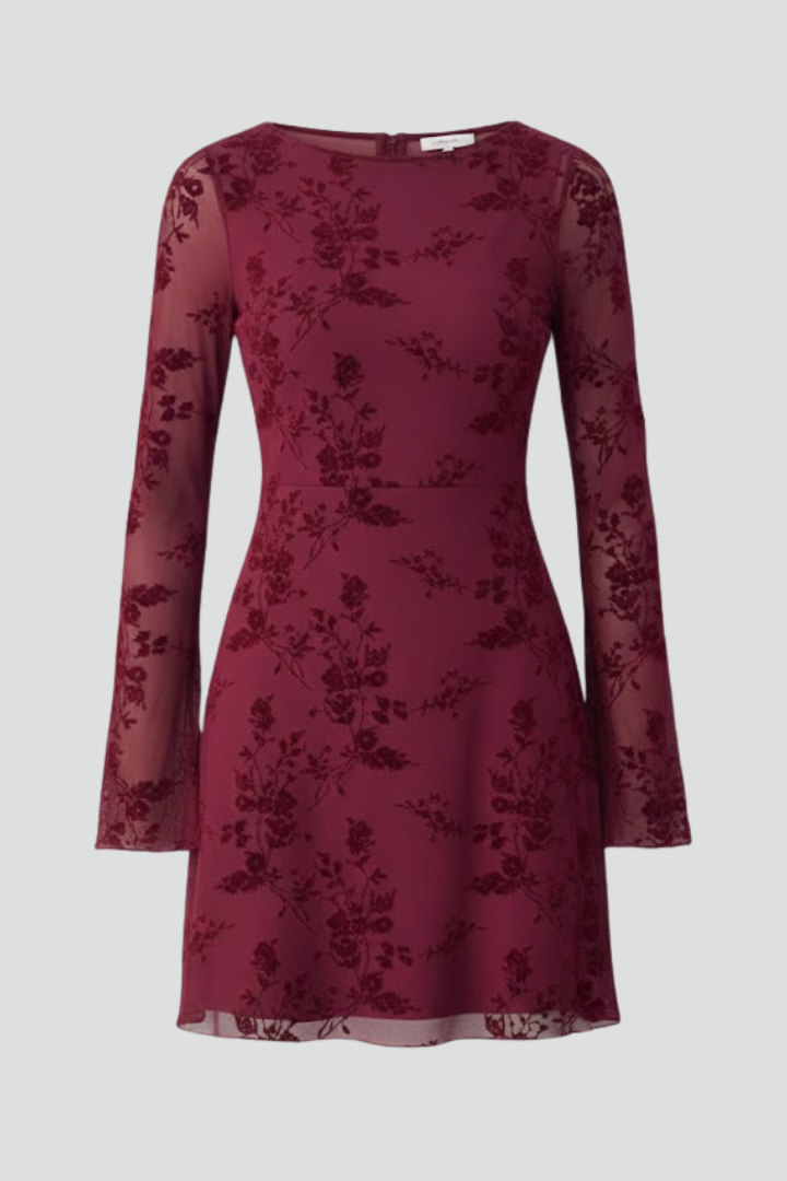 Women’s Mesh Mini Dress with Floral Detail