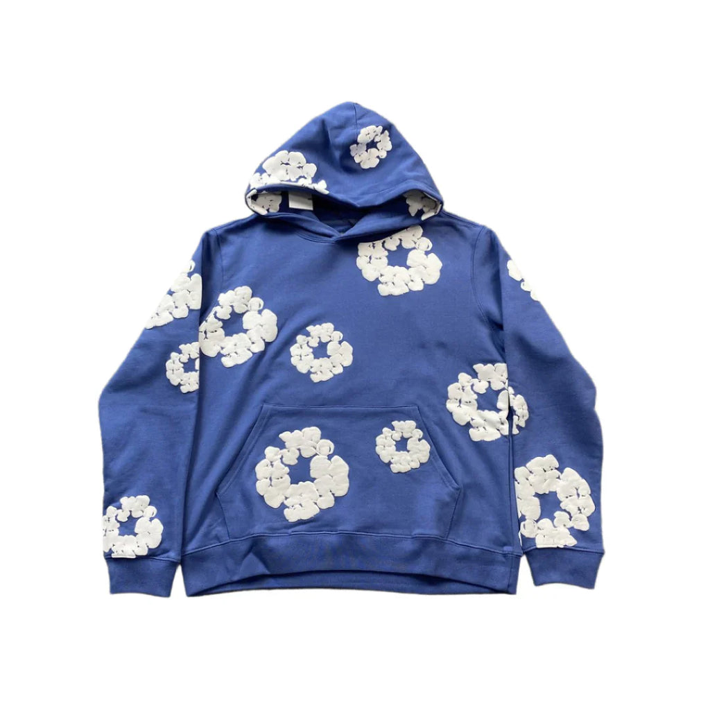 Denim Tears Unisex Hættetrøje Blomsterprint Blå Bomuldsblanding S-XL — Main Image