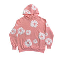 Unisex Hoodie med Blomsterprint i Rosa Bomuld – S-XL — Main Image