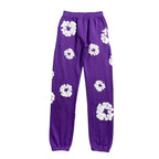 Unisex Sweatpants Bomuld Lilla Print Elastisk Talje — Main Image