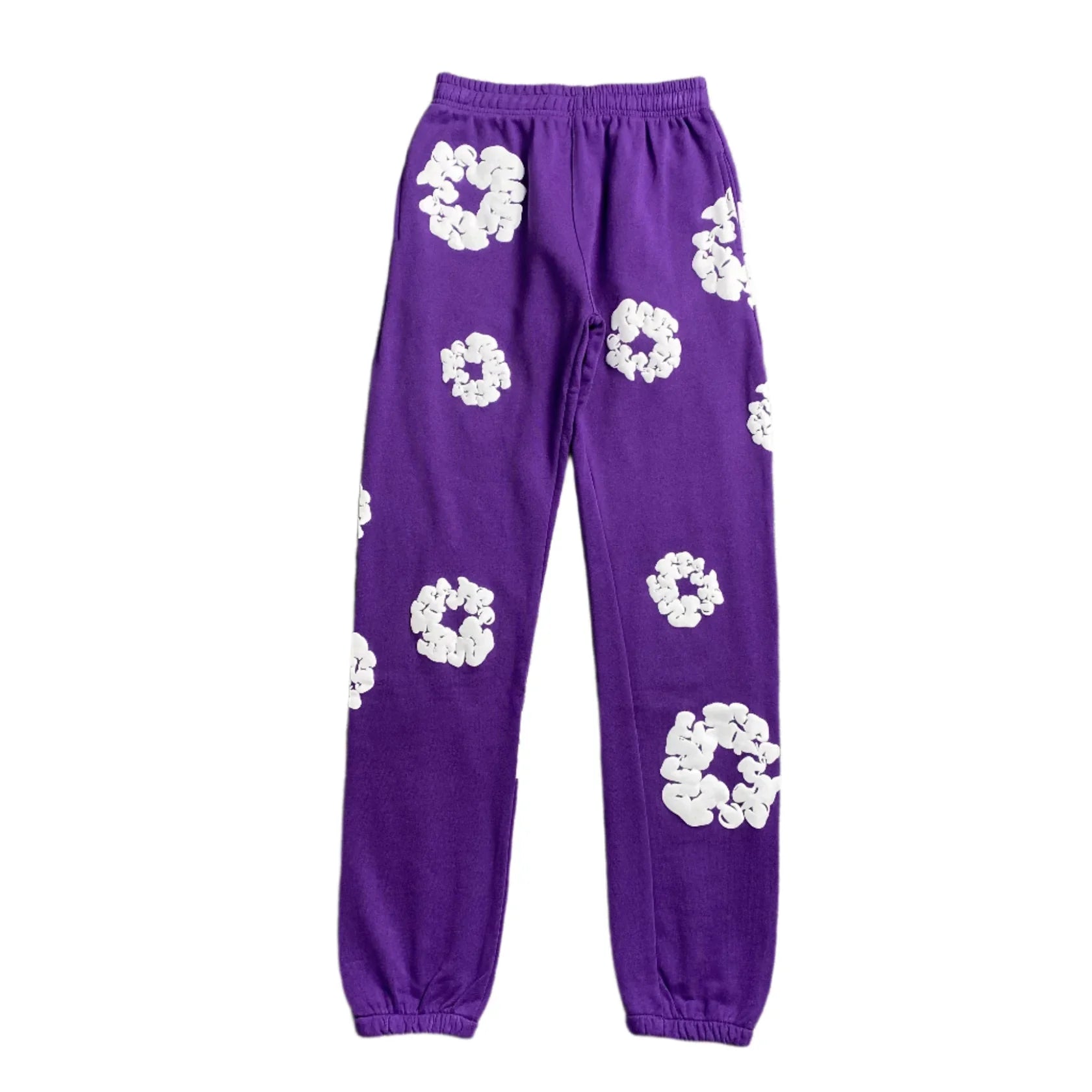 Unisex Sweatpants Bomuld Lilla Print Elastisk Talje — Main Image