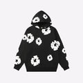 Unisex Hoodie Blomstret Bomuldsblanding Sort Hvid Blå Grøn Rød — Main Image