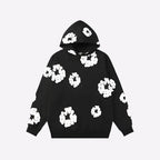 Unisex Hoodie Blomstret Bomuldsblanding Sort Hvid Blå Grøn Rød — Main Image
