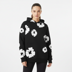 Unisex Hoodie Blomstret Bomuldsblanding Sort Hvid Blå Grøn Rød — Image 2
