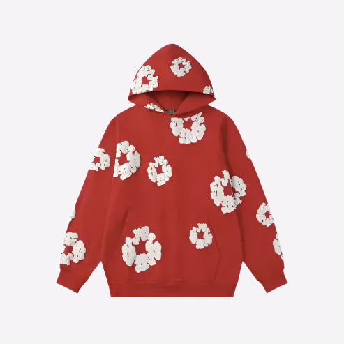 Unisex Hoodie Blomstret Bomuldsblanding Sort Hvid Blå Grøn Rød — Image 4