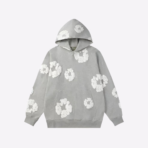 Unisex Hoodie Blomstret Bomuldsblanding Sort Hvid Blå Grøn Rød — Image 9