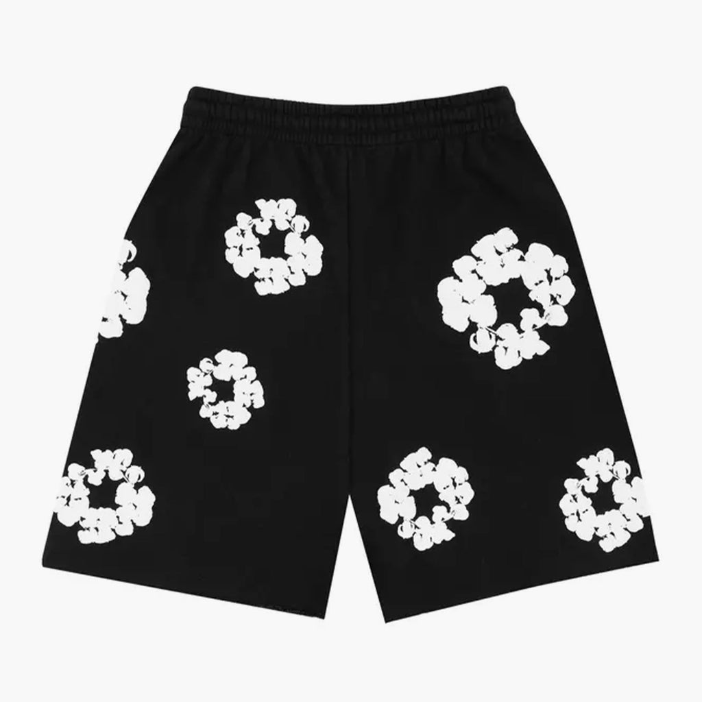 Herre Shorts Bomuld Blomstermønster Sort Åndbar Løs Pasform — Image 2
