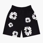 Herre Shorts Bomuld Blomstermønster Sort Åndbar Løs Pasform — Main Image
