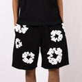 Herre Shorts Bomuld Blomstermønster Sort Åndbar Løs Pasform — Image 3