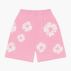 Unisex Blomsterprint Shorts Pink Bomuld Elastisk Talje — Image 2