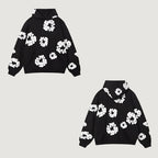 Unisex Blomsterprint Joggingdragt Bomuld Sort Hætte — Image 8