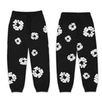 Unisex Blomsterprint Joggingdragt Bomuld Sort Hætte — Image 9
