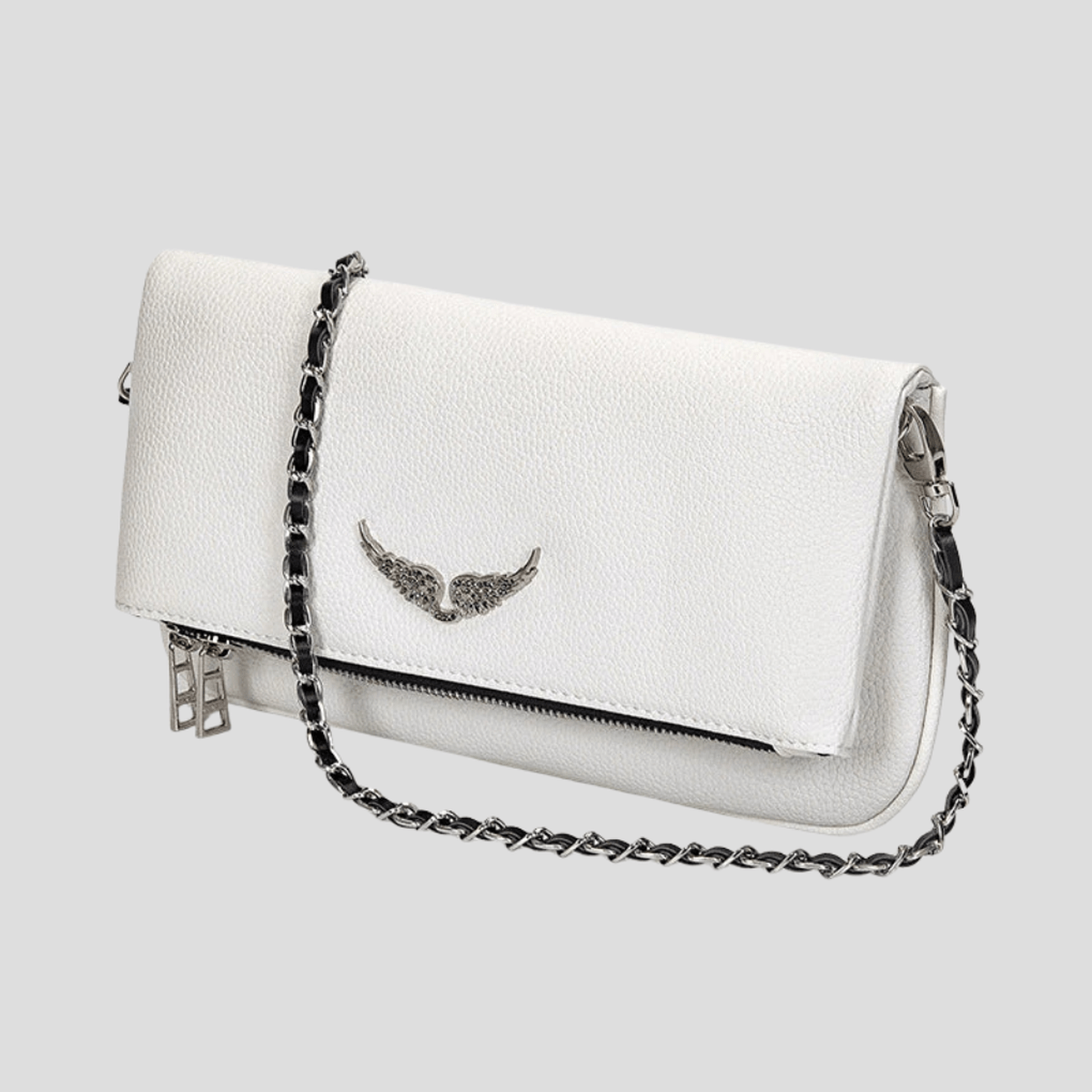 Elegant Kvinde Læder Clutch Taske med Kæde Skulderrem Sort/Hvid — Image 3