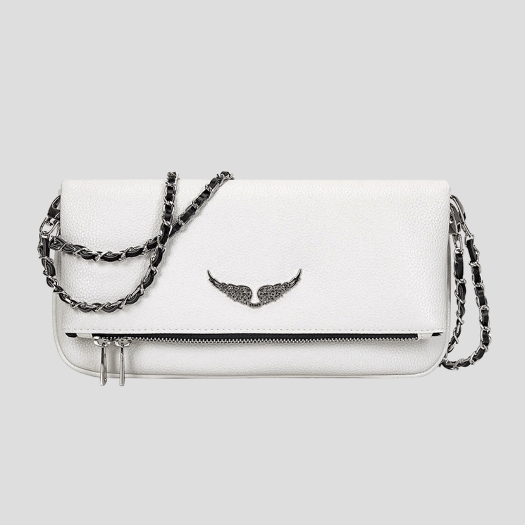 Elegant Kvinde Læder Clutch Taske med Kæde Skulderrem Sort/Hvid — Image 4