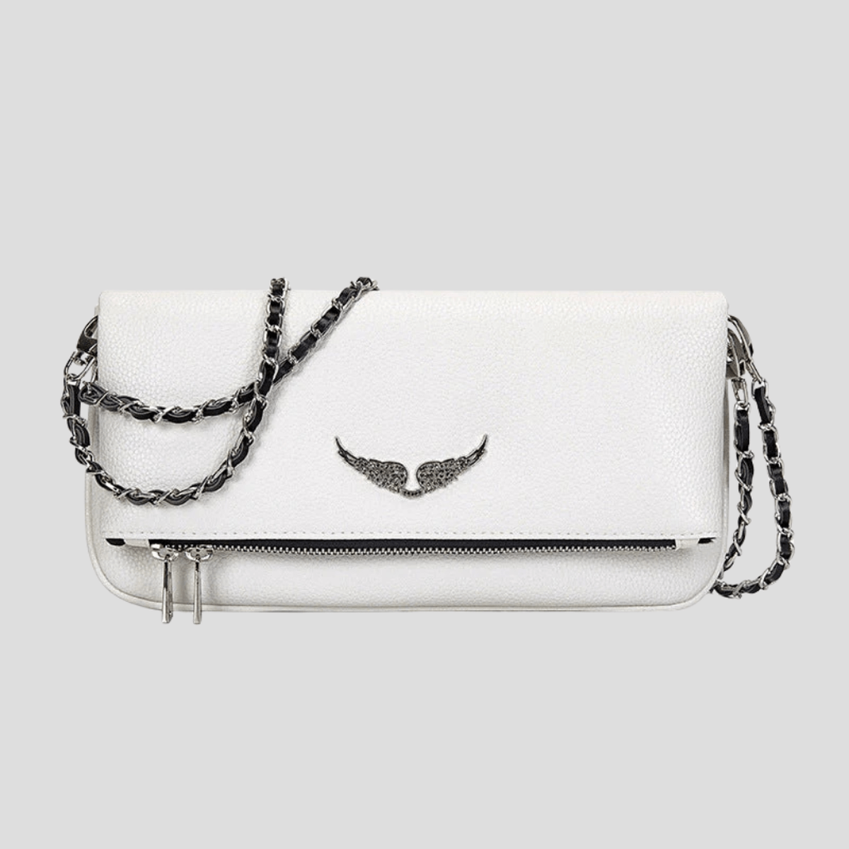 Elegant Kvinde Læder Clutch Taske med Kæde Skulderrem Sort/Hvid — Image 4