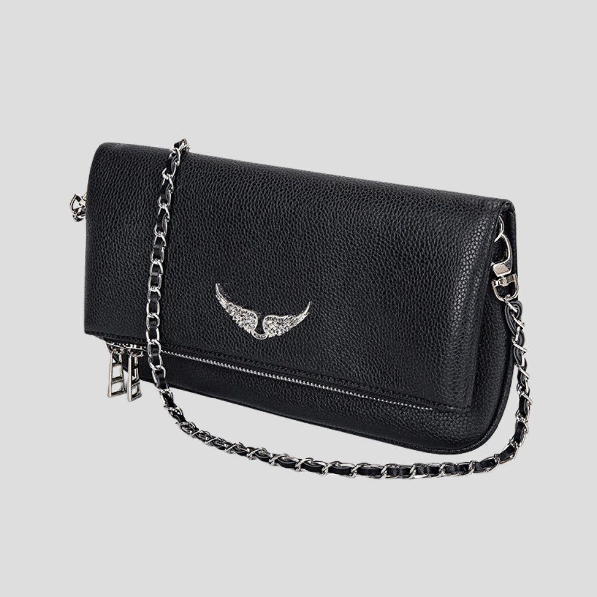 Elegant Kvinde Læder Clutch Taske med Kæde Skulderrem Sort/Hvid — Main Image