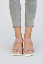 Women’s Sandals with Elastic Upper and Raised Sole