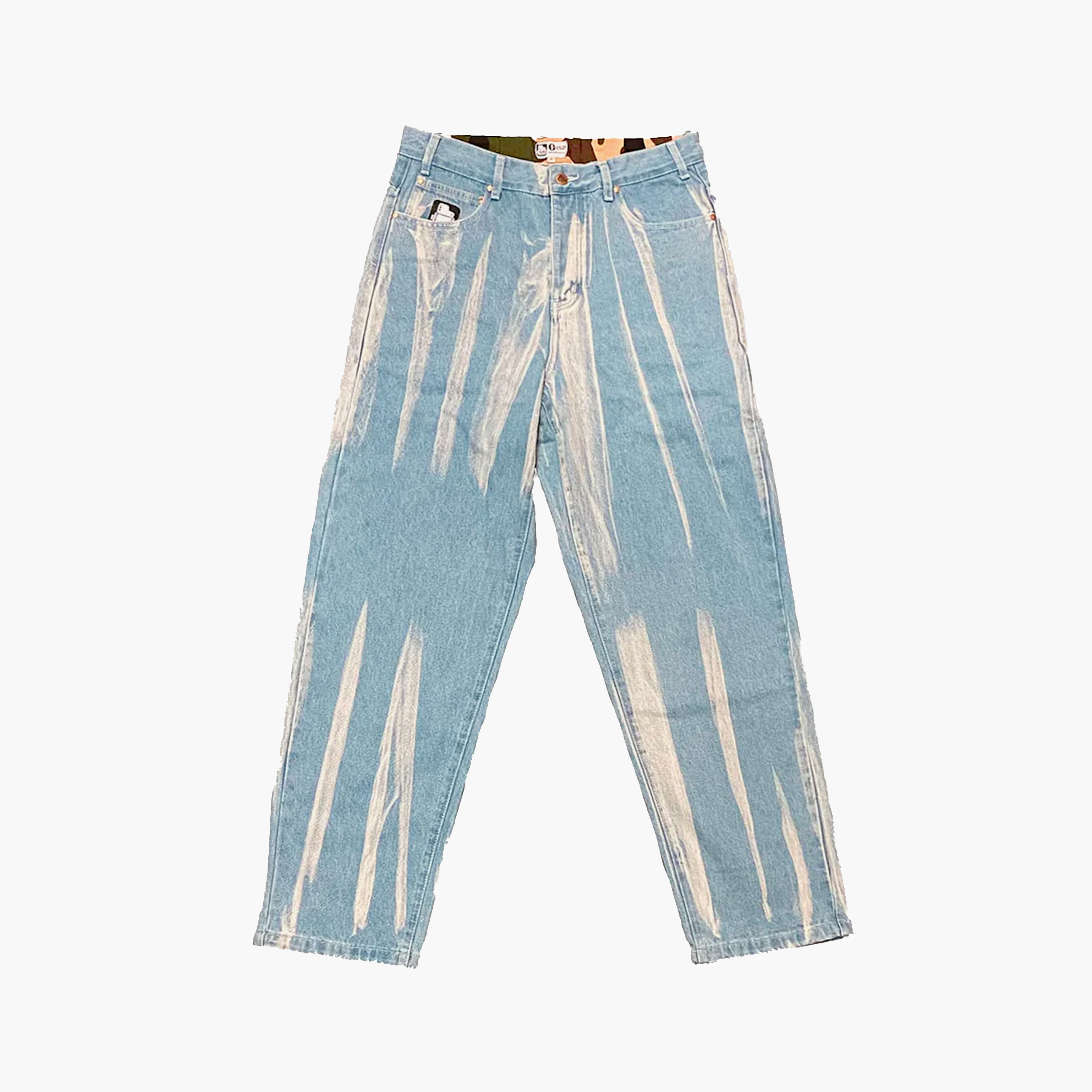 Vintage Herre Denim Jeans Straight Fit Slidt Design Blå Bomuld — Main Image