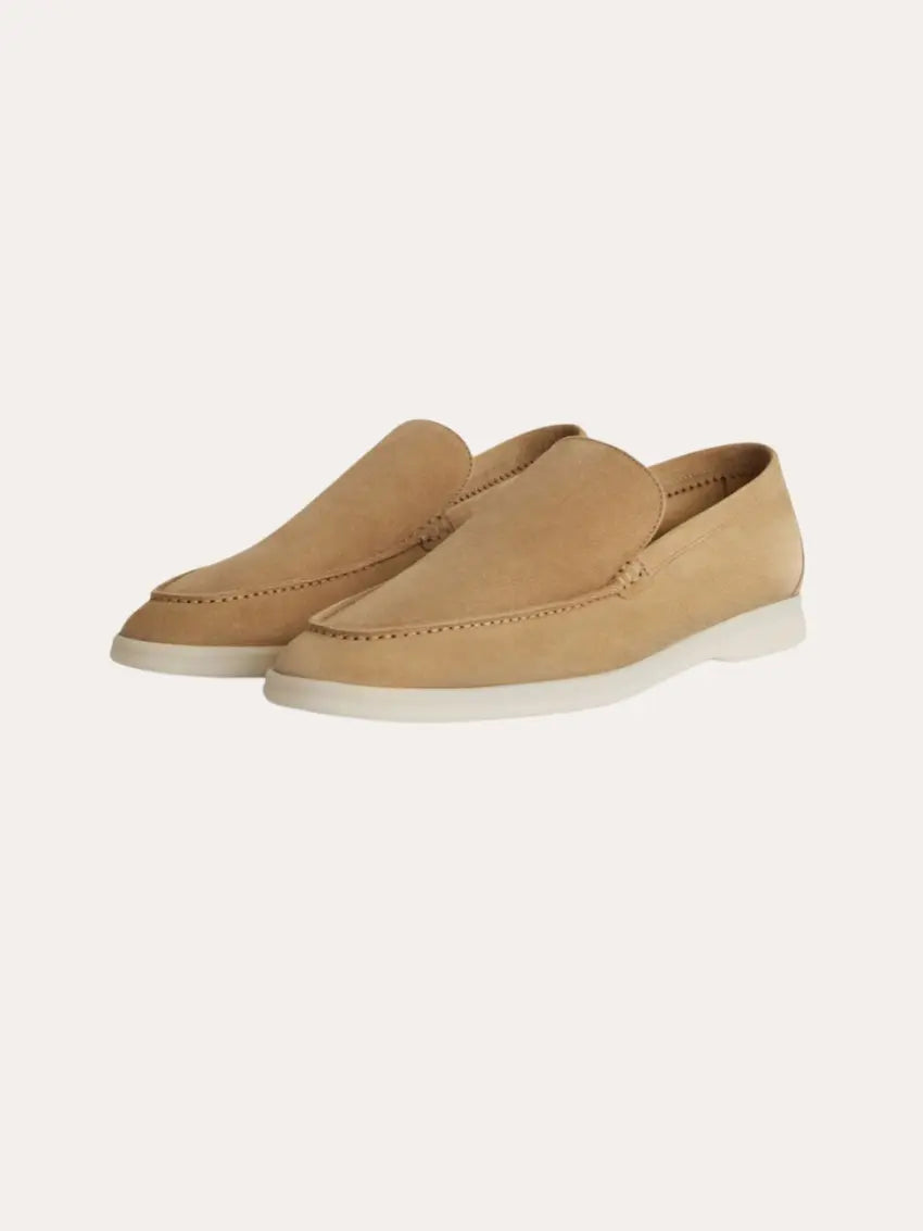 Stilfulde Herre Loafers i Beige Ruskind med Komfortabel Sål — Main Image