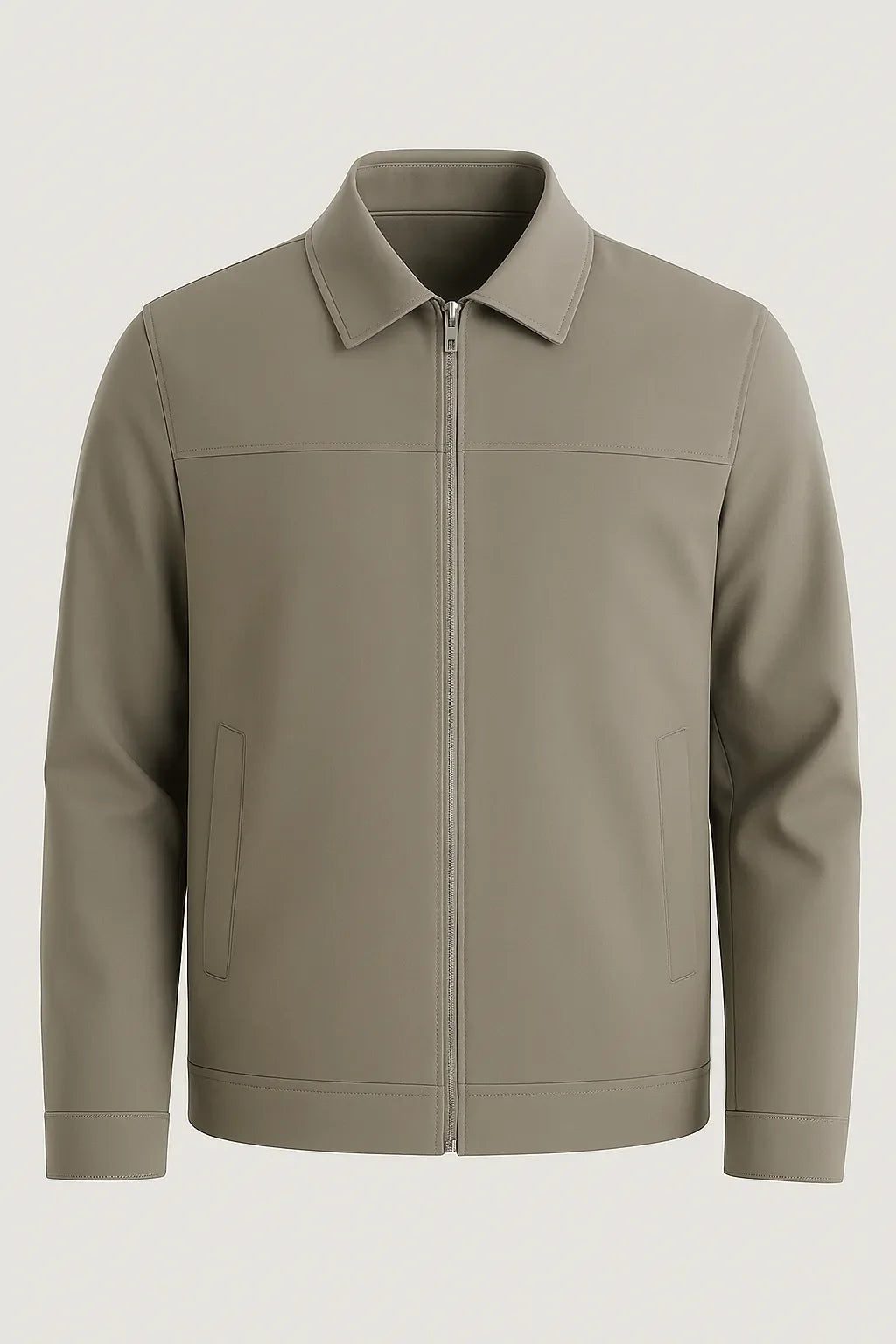 Stilfuld Herrejakke i Beige Polyester med Lynlås Str. M — Image 4