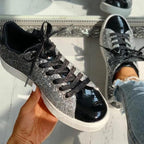 Glitter Sneakers til Kvinder - Skinnende Lavprofil Sko med Snørebånd i Sølv, Pink, Guld — Image 4