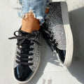Glitter Sneakers til Kvinder - Skinnende Lavprofil Sko med Snørebånd i Sølv, Pink, Guld — Main Image