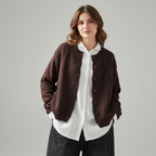 Women’s Knitted Cardigan with Round Neck and Button Front