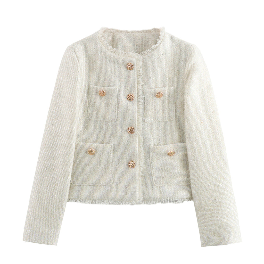 Elegant Bouclé Jakke til Kvinder - Beige, Sort, Rød, Hvid - Klassisk Design — Image 10