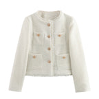Elegant Bouclé Jakke til Kvinder - Beige, Sort, Rød, Hvid - Klassisk Design — Image 10