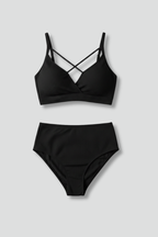 Plus Size Bikini Set with Strappy Top and High Waist Bottom