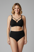 Plus Size Bikini Set with Strappy Top and High Waist Bottom