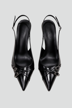 Women’s Slingback Heels with Pointed Toe and Buckle Detail