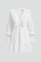 Women’s Mini Dress with V-Neck and Ruffle Trim
