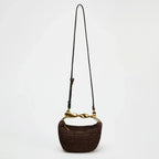 Elegant Håndtaske Flettet Design Brun Metalhank — Image 2