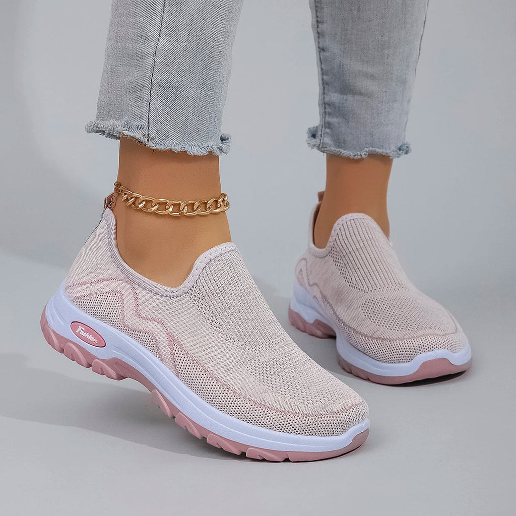 Fashion Dame Slip-On Sneakers Strikket Åndbar Lilla — Image 3